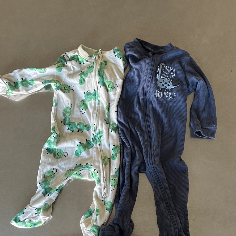 Adorable Kids One Piece Pajamas - Green and Blue